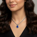TWO-TONE BLUE SQUARE PENDANT BOX CHAIN NECKLACE