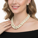 Cream Pearl And Gold Crystal Pave Ball Necklace And earrings Set