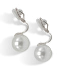 Timeless Silver Pearl & Rhodium Clip-On Earrings 0.8"