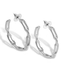 Modern Silver Chain Link Hoop Earrings 1.5"