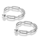Modern Silver Chain Link Hoop Earrings 1.5"