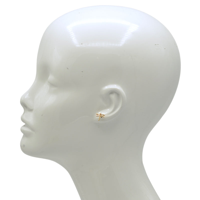 Delicate Gold Dragonfly Earrings 0.5"