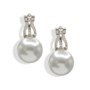 Timeless Silver Pearl & Rhodium Clip-On Earrings 0.8"
