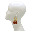 ✨ Gold Chevron & burnt umber Tassel Earrings – 3"ADX0222677(BOHO)