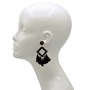 🖤 Black Beaded Diamond Tassel Earrings– 3"