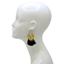 ✨ Gold Chevron & Black Tassel Earrings – 3"
