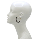 Beaded Hoop Earrings – Gold Tone with Black Seed Beads, 2"