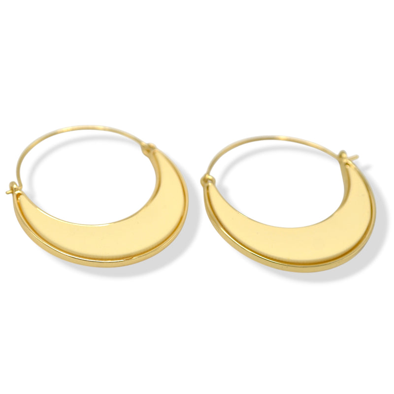 Ivory Crescent Hoop Earrings – Gold-Tone, 2"