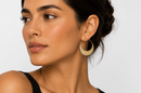 Ivory Crescent Hoop Earrings – Gold-Tone, 2"
