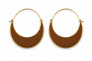Gold Tone Brown Crescent Hoop Earrings for Women – 1.8" Lightweight Statement Fashion Earrings