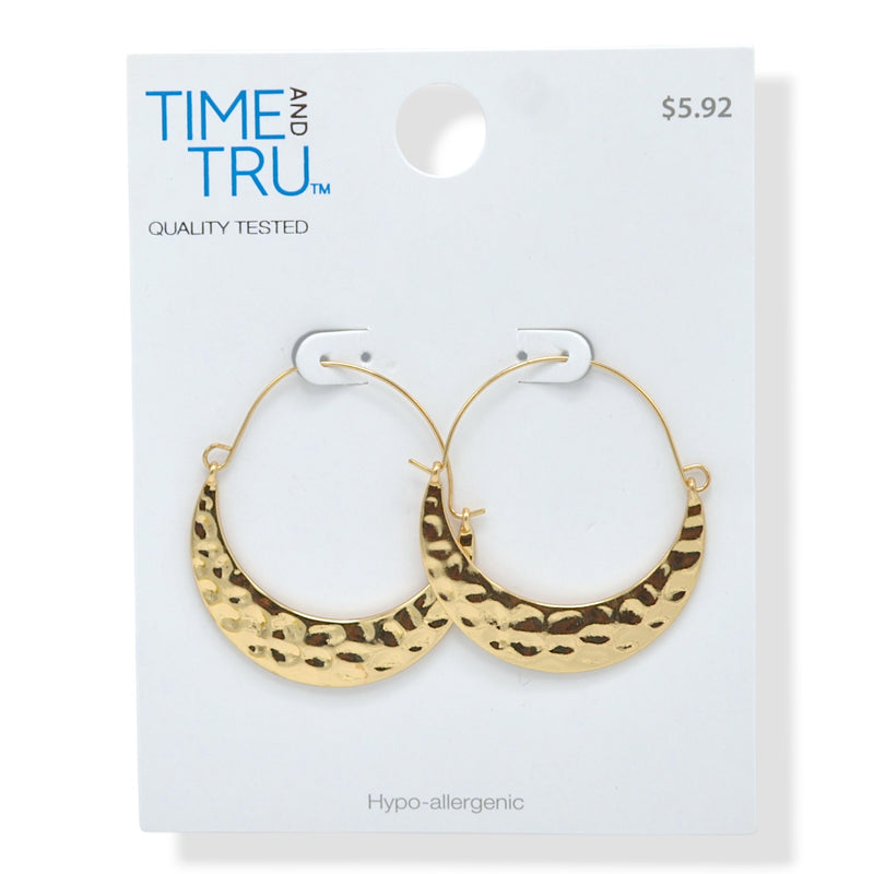 Hammered Crescent Hoop Earrings – Gold-Tone, 2"