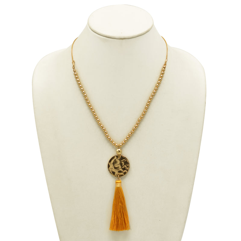 Gold Bead Long Adjustable Chain with gold thread Tassel Necklace A Fusion of Tradition and Modern Elegance