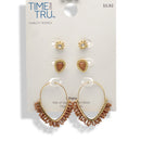 Gold And brown Beads crystal 3 Pairs earrings