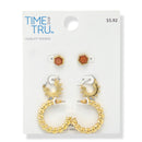 Gold-Tone Trio Earring Set – 3-Piece Stud & Hoop Collection