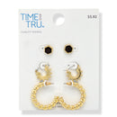 Gold-Tone Trio Earring Set – 3-Piece Stud & Hoop Collection