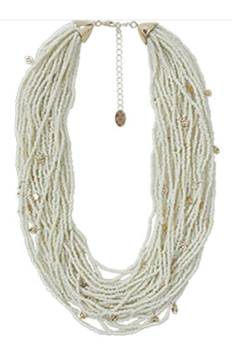 Ivory Glass Seed beads multi layered necklace