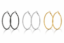 3-Piece Hoop Earrings Set – 2" Large Hoops with Crystal Accents | Gold, Silver & Gunmetal Finish