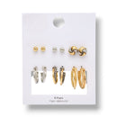 Mixed Stud & Hoop Earrings Set – Gold & Silver Tone Hypoallergenic Post Earrings | 1" Hoop Styles Included