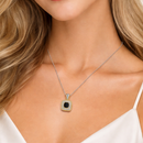 Luxury Square Pendant Necklace & Stud Earrings Set – Two-Tone Gold & Silver | 16" Chain + 3" Extender | 0.8" Pendant