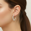 Silver Textured Hoop Earrings