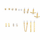 Elegant Multi-Style Earring Set - 9 Pair Collection in Gold, Pearl & Crystal