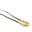 30" Modern Sculptural Gold-Tone U-Pendant Necklace – Adjustable Black Faux Leather Cord Statement Jewelry