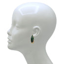 1.5" Emerald Green Resin C-Hoop Earrings with Hammered Gold Wrap – Vintage Style Tapered Hoops