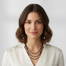 20" Triple-Layered Black Faux Leather Necklace with Hammered Silver Accents and Extender – Modern Statement Jewelry