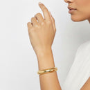 2.8" Oversized Bold High-Polish Dome Bangle Bracelet – Chunky Gold Tone Statement Oval Cuff – Modern Minimalist Jewelry