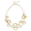 Elegant Gold-Tone Geometric Multi-Layer Necklace – 18"