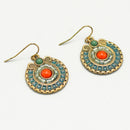 Gold Tribal Fashion Eye Round Color Beads & Enamel Drop earrings