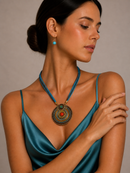 Gold Tribal Fashion Eye Round Color Beads & Enamel Necklace
