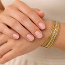 Elegant Gold-Tone Bangle Bracelet Set with Crystal Accents – Multi- 7 Piece Stackable Jewelry (2.75" Diameter)