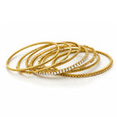 Elegant Gold-Tone Bangle Bracelet Set with Crystal Accents – Multi- 7 Piece Stackable Jewelry (2.75" Diameter)