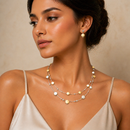 Brushed Metal Bubble Illusion Necklace And Earrings Set