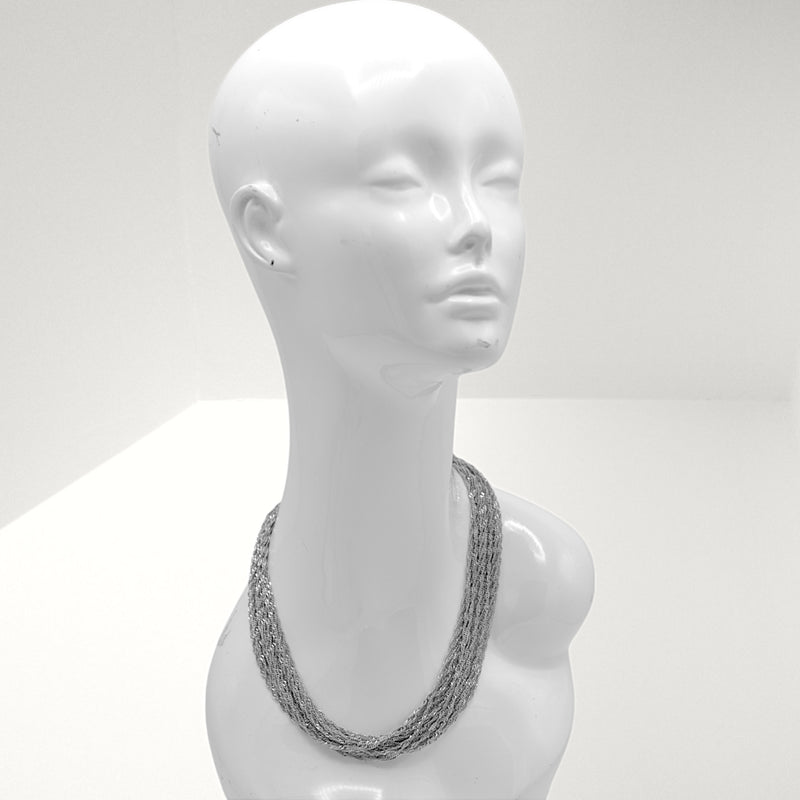 Rhodium Multi-layer Link chain necklace