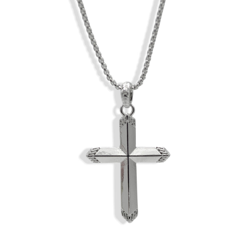 Classic Silver Cross Pendant Necklace (24-inch)