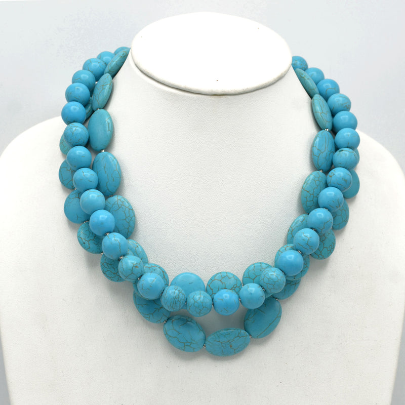 Turquoise Big Beads Layer Necklaces