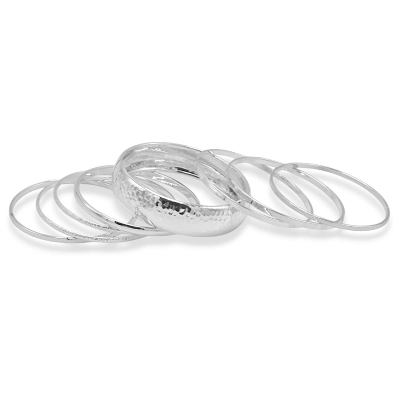 Silver Bangle Set – 8 Pieces