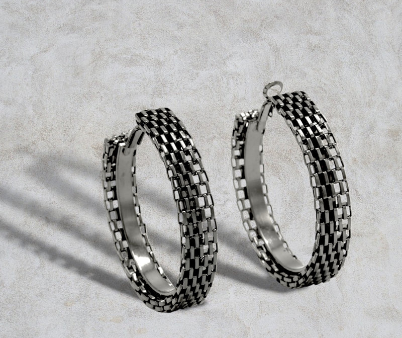 Rhodium Circle hoop earrings