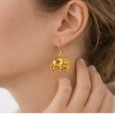 Gold-Tone Elephant Dangle Earrings – 1.5" Drop Boho Statement Jewelry