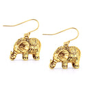 Gold-Tone Elephant Dangle Earrings – 1.5" Drop Boho Statement Jewelry