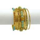 Gold Turquoise 13-Piece Bangle Bracelet Set – Classic Stacked Bangles For Women