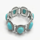SILVER TURQUOISE OVAL MEMORY WITR BRACELET