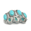 SILVER TURQUOISE OVAL MEMORY WITR BRACELET