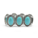 SILVER TURQUOISE OVAL MEMORY WITR BRACELET