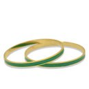 Elegant Emerald & Gold Bangle Bracelets 2 Pcs