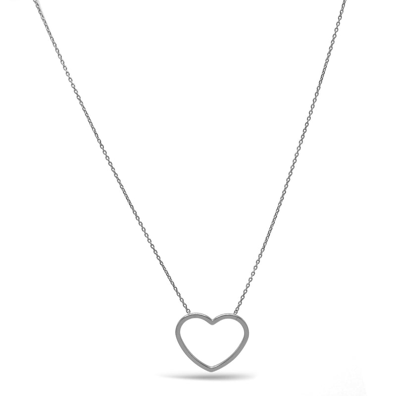 Rhodium Heart Charm pendant Necklace