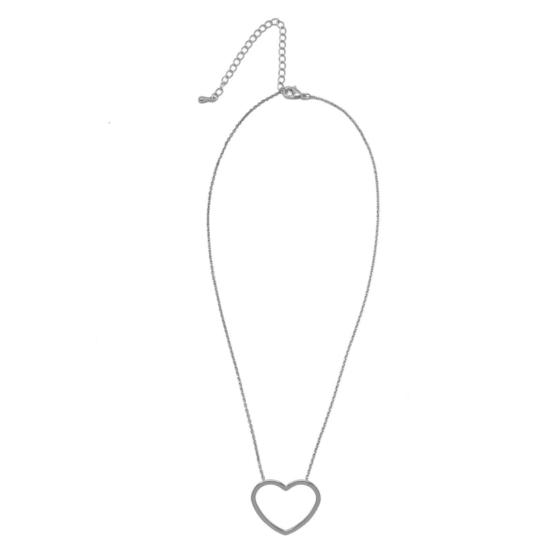 Rhodium Heart Charm pendant Necklace