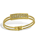 Gold-Tone Double Wire Bangle Bracelet with Crystal Bar Accent – 2.7" Diameter